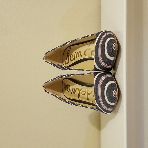 Sam Edelman Striped Red White Blue High Heel Shoes - Picture 5 of 8